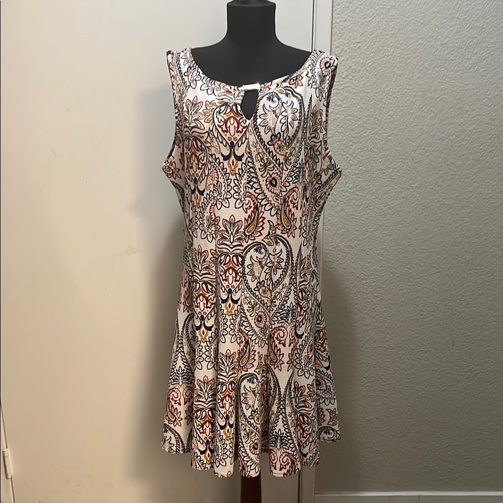 Haani White and Orange Paisley Mini Dress